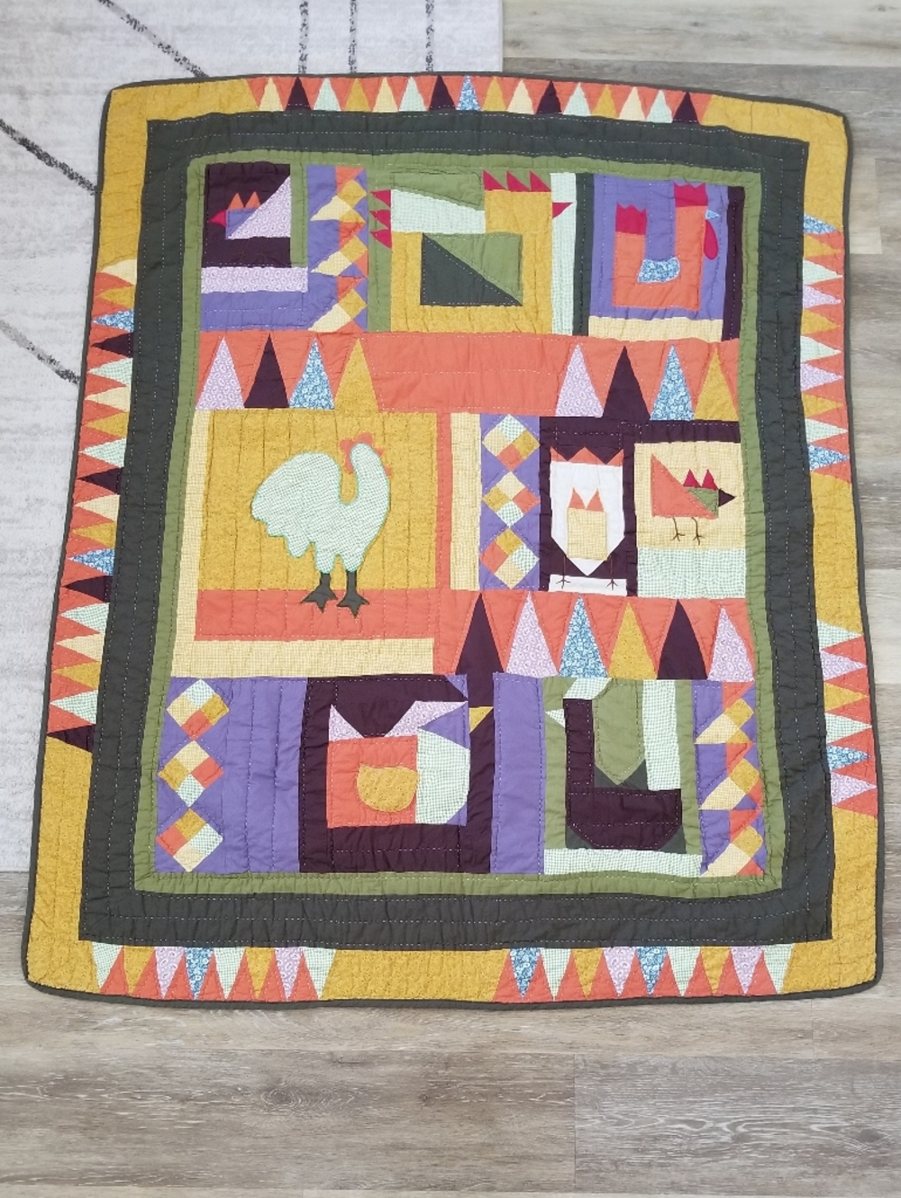 Vintage American Pacific Quilt Throw Blanket Limited Edition Country Chicken